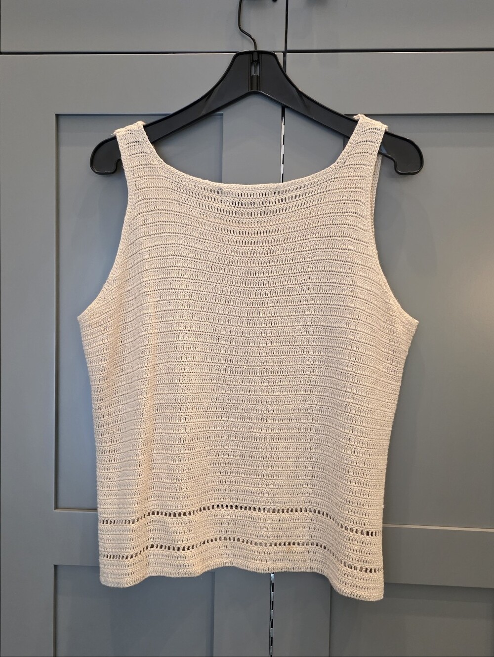 Embassy Row 100% Pure Linen Crocheted  Tank Top Sz Large Old Money Minimalist - Picture 3 of 6